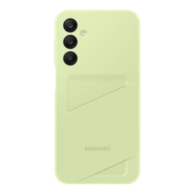 Smartphone Samsung verde claro com três câmaras traseiras pretas