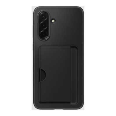 Telemóvel preto com três câmaras e capa com suporte dobrável