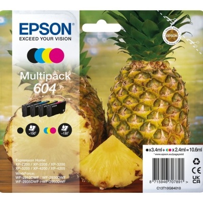 Multipack 604 tinteiros Epson com imagens de abacaxi ao fundo