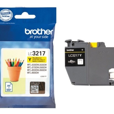 cartucho de tinta Brother LC3217Y amarelo e embalagem azul e branca