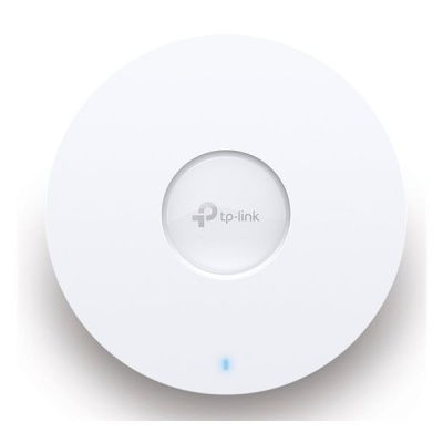 Dispositivo redondo branco tp-link com luz azul