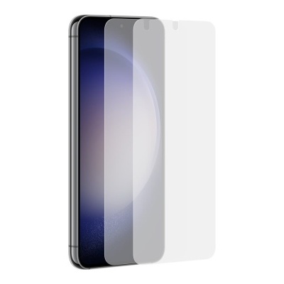 Smartphone preto com protetor de ecrã transparente