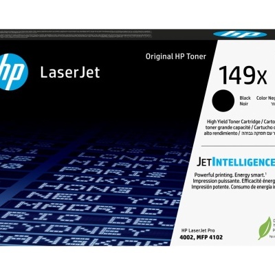 Caixa de toner Original HP LaserJet 149X preta com texto em inglês e espanhol