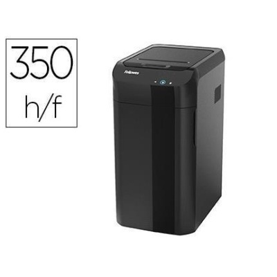 Triturador de papel preto Fellowes com capacidade 350 h/f