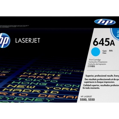Caixa de toner HP LaserJet 645A ciano para impressora
