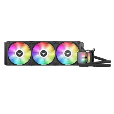 Radiador de computador com três ventoinhas RGB e bloco de água iluminado