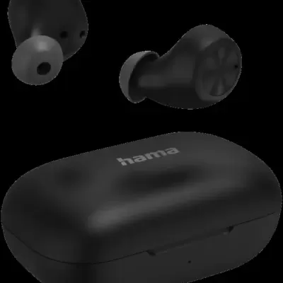 Auriculares wireless pretos com estojo de carregamento preto