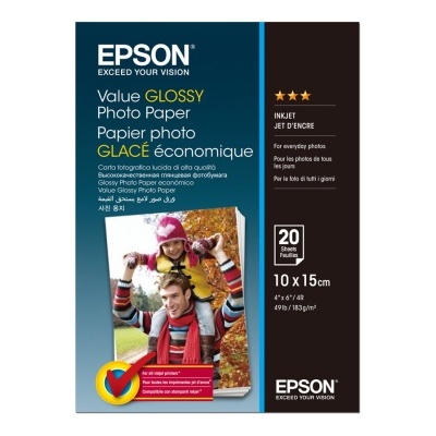 Embalagem de papel fotográfico Epson Value GLOSSY 10x15cm 20 folhas