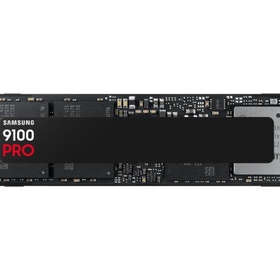 SSD interno Samsung 9100 PRO M.2 preto com etiqueta cinza