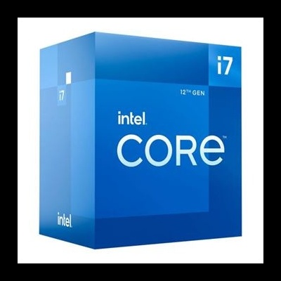 Caixa azul do processador Intel Core i7 12ª geração com texto branco