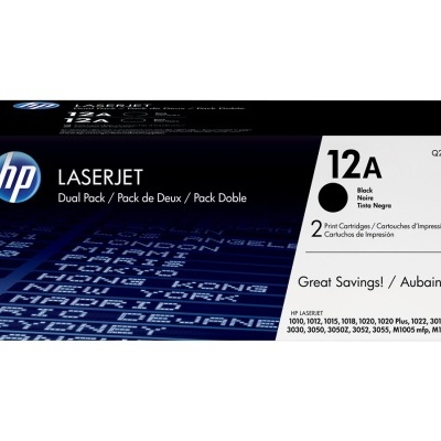 Cartucho de toner HP LaserJet 12A preto em caixa