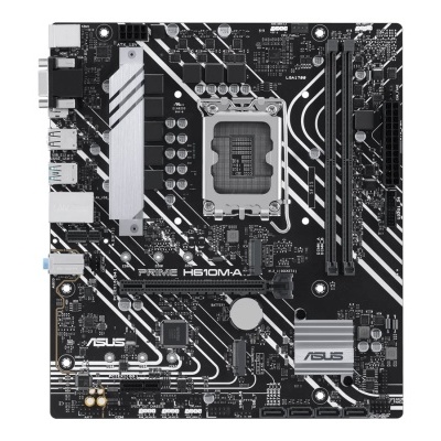 Placa-mãe ASUS PRIME H610M-A preta com detalhes branco e cinza