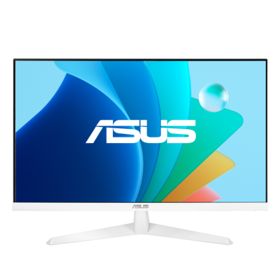Monitor ASUS branco com ecrã colorido e suporte em V