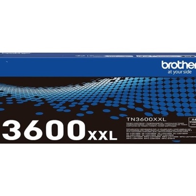 Embalagem azul e preta de toner Brother TN3600XXL