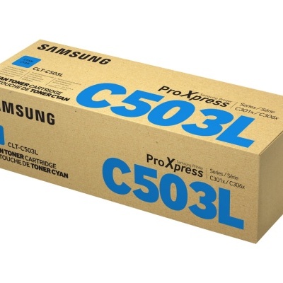 Caixa de toner Samsung ProXpress C503L cyan em papelão castanho