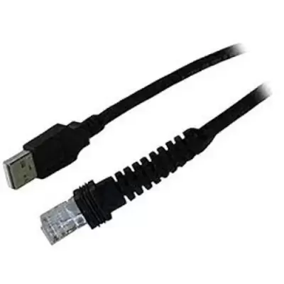 Cabo USB para RJ45 preto em fundo branco