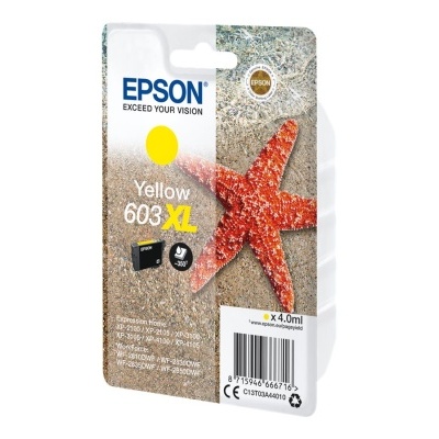 Embalagem de tinta Epson Yellow 603 XL com estrela-do-mar laranja