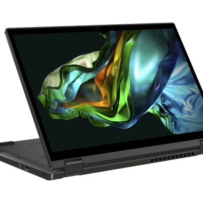 Portátil conversível com ecrã tátil colorido e acabamento cinza metálico