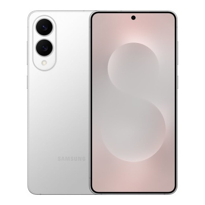 Smartphone Samsung branco com câmara dupla traseira e ecrã grande frontal