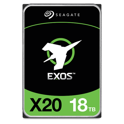 Disco rígido Seagate EXOS X20 de 18TB preto e verde