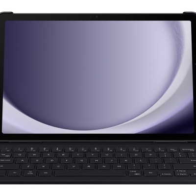 Tablet com teclado preto sobre fundo branco