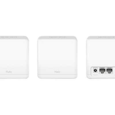 Dispositivos de rede Halo brancos em várias vistas