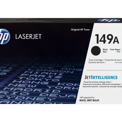 Caixa preta e branca de cartucho toner HP modelo 149A para impressora LaserJet