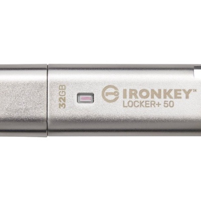 Pen USB metálico prateado 32GB IronKey Locker+ 50