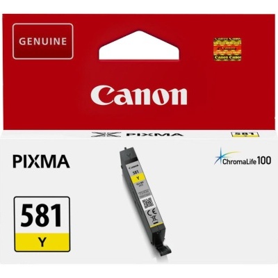 Cartucho de tinta Canon PIXMA 581 amarelo na embalagem