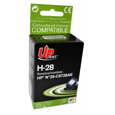 Embalagem de tinta de impressora UP Print H-28 compatível HP Nº28-C8728AE preta e verde