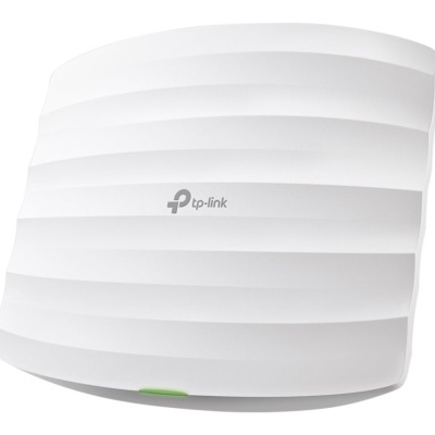 Dispositivo branco tp-link com design ondulado e luz verde