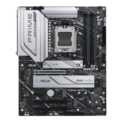 Placa-mãe ASUS PRIME SERIES Z690 cinzenta e preta, com texto ASUS e PRIME SERIES