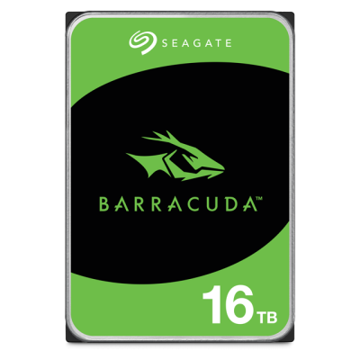 Disco rígido Seagate Barracuda 16TB com design verde e preto