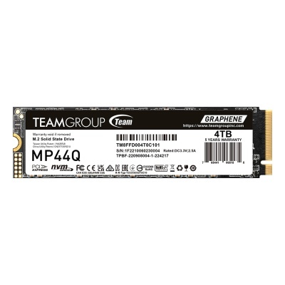 SSD M.2 TEAMGROUP MP44Q 4TB preto com etiqueta técnica branca