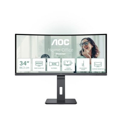 Monitor curvo AOC Home Office 34 polegadas preto com suporte ajustável