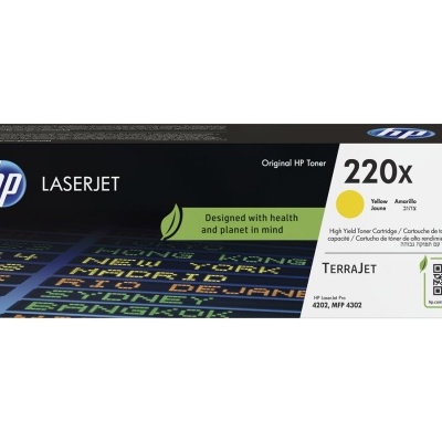 Embalagem de toner HP LaserJet 220X amarelo