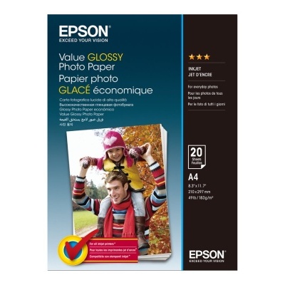 Embalagem de papel fotográfico brilhante Epson Value Glossy A4