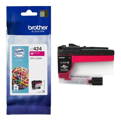 Tinteiro Brother LC424 M magenta com embalagem azul e branca
