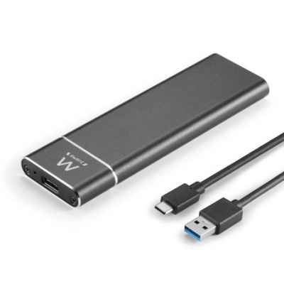 Estojo rígido para SSD M.2 2280 cinzento com cabo USB-C para USB-A