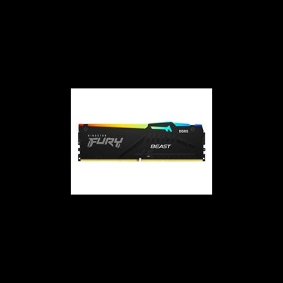 Módulo de memória RAM Kingston FURY Beast preto com detalhes azuis e verdes.