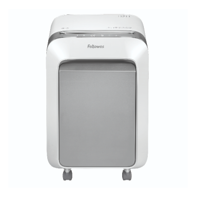 Fragmentadora de papel Fellowes branca e cinzenta com rodas