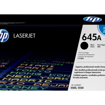Caixa de cartucho de impressão HP LaserJet 645A preto para impressoras HP 5500 e 5550