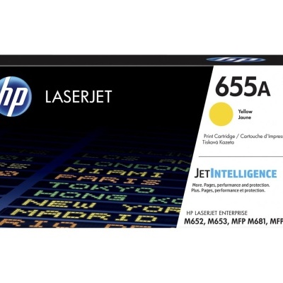 Caixa de cartucho de impressão HP LaserJet 655A amarela