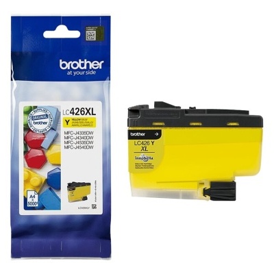 Cartucho de tinta amarelo Brother LC426XL Y com embalagem azul