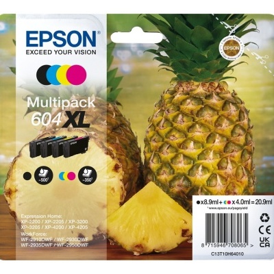 Multipack Epson 604 XL com tinteiros e imagem de ananás