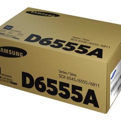 caixa de cartucho de toner Samsung D6555A castanha com texto preto
