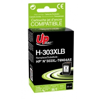 Caixa de tinta compatível para impressora UP print modelo H-303XLB em preto e verde