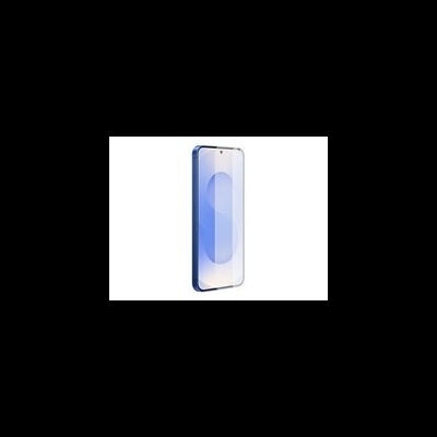 Smartphone azul metálico com ecrã de canto a canto e câmara frontal centralizada