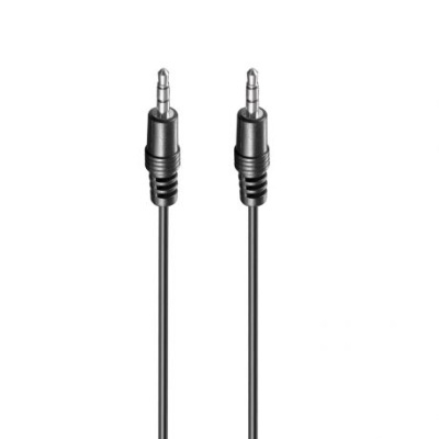 Cabo de áudio preto com conectores 3,5 mm em ambas as extremidades