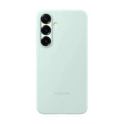 Smartphone Samsung verde claro visto de trás com três câmaras
